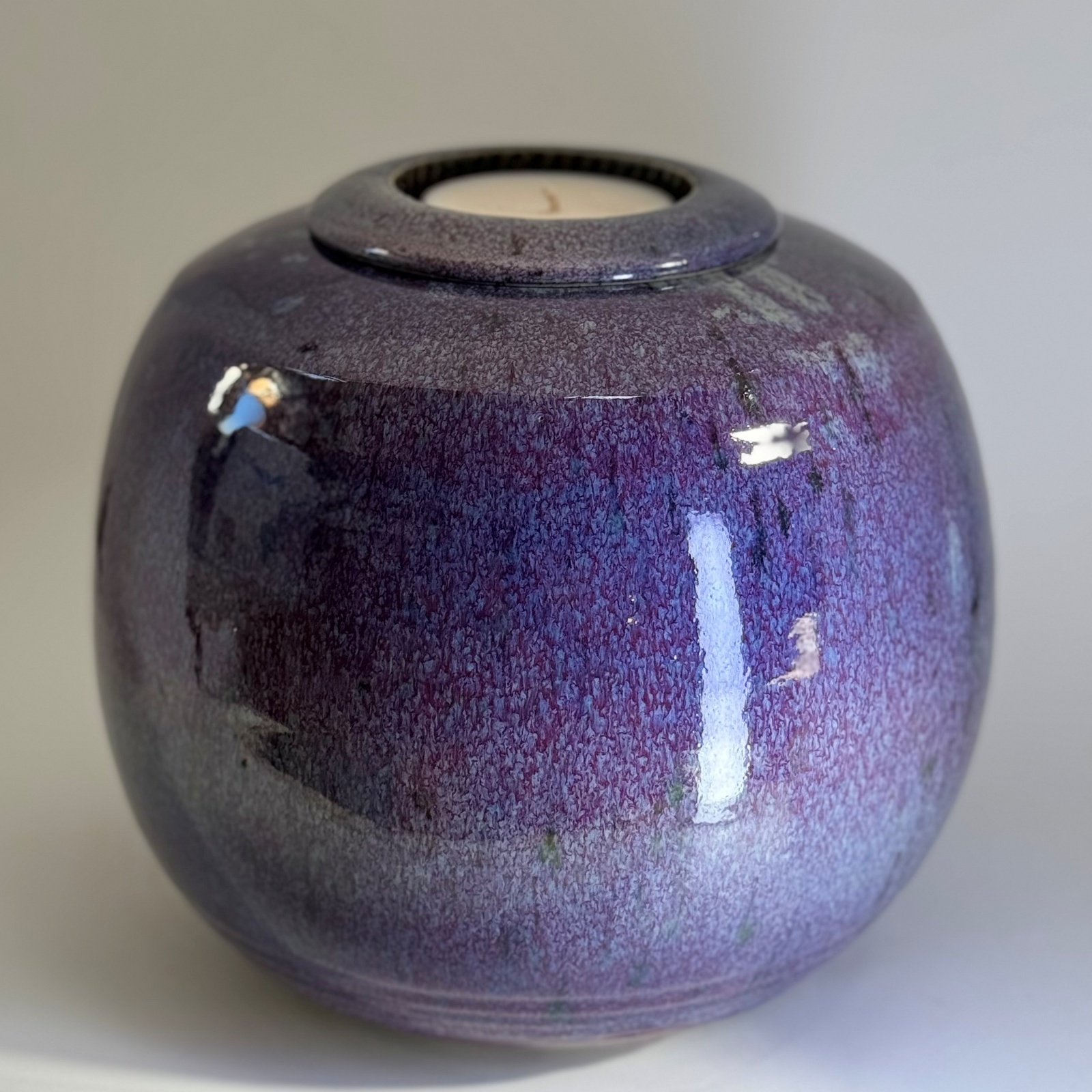 Nebula - Large Cremation Urn 3300gm (5.1) Close-up of Nebula cremation urn showing intricate purple blue cosmic glaze texture"