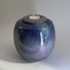 Purple Rain 900ml cremation urn with purple to pink ombre glaze and memorial candle
