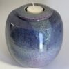 Purple Rain memorial urn close-up showing textured multi-toned purple and blue glaze detail