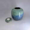 Seafern 900ml ceramic memorial urn with removable candle holder lid shown separately